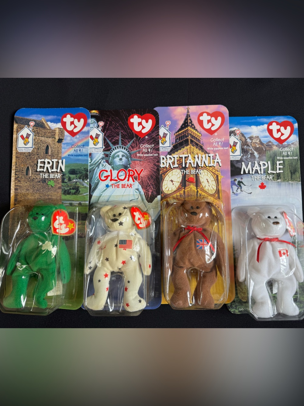 Ty Beanie Babies McDonalds Collectibles Erin, Glory, Britannia, and Maple
